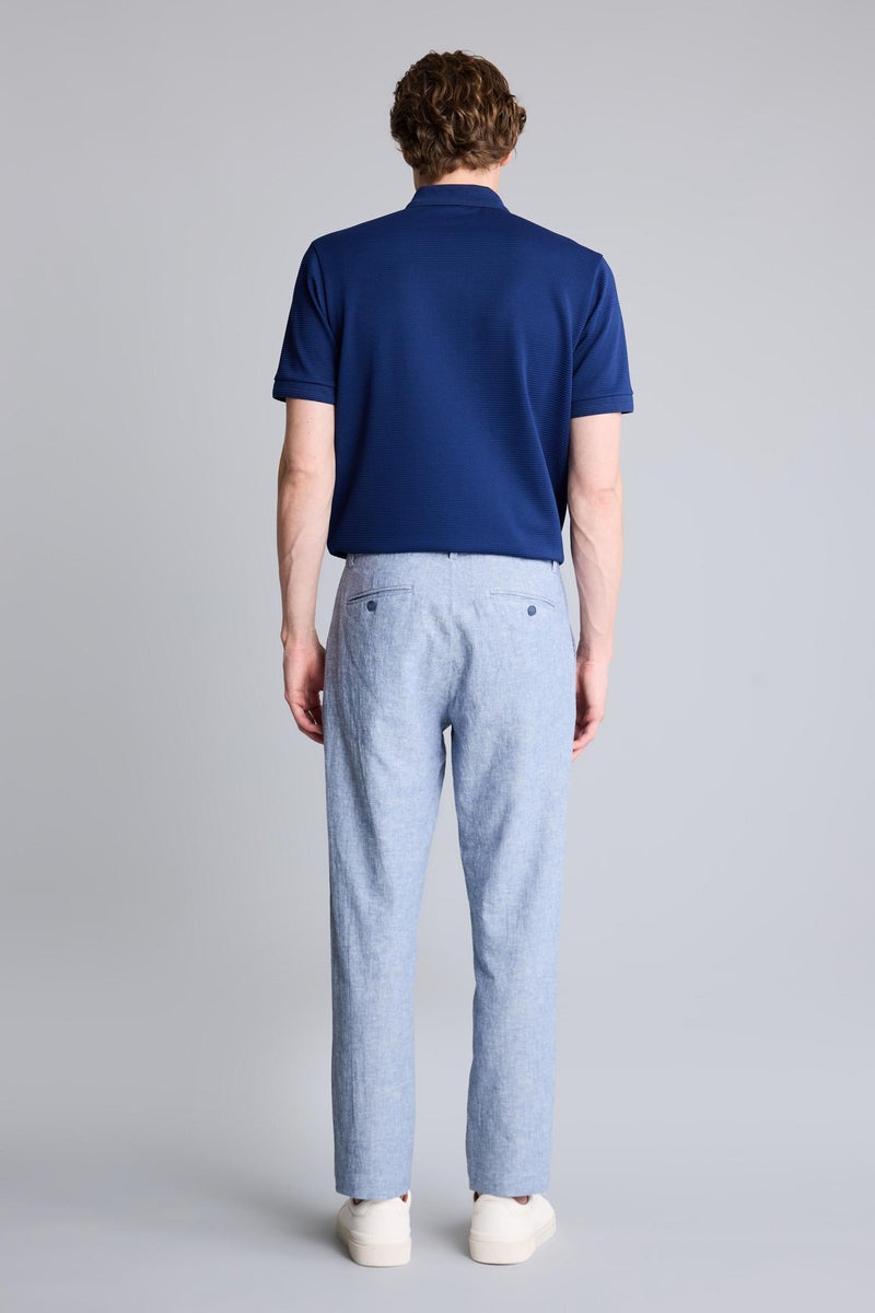 DeFacto Blue Man Tailored Fit Linen Trousers Casual - Image 5